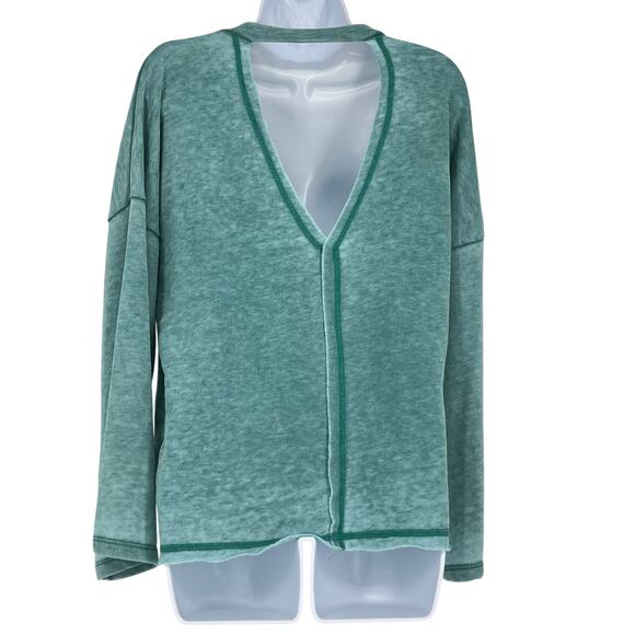 Everlily Rain Peach Love California Fleece Shirt in Green Size Small - Picture 2 of 6